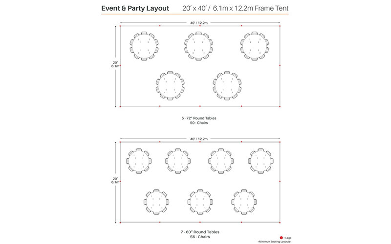 20x40 framed tent with circle tables